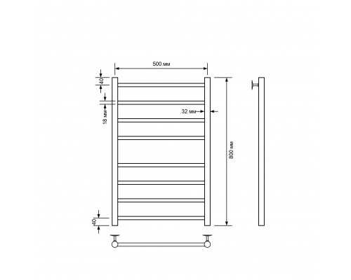 Полотенцесушитель водяной Comfysan Noumi W-8 80/50, черный