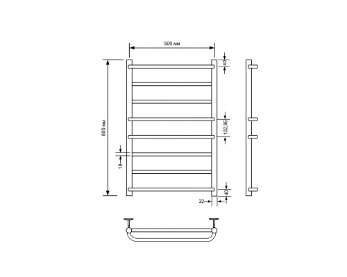 Полотенцесушитель водяной Comfysan Puro-K W-8 80/50, черный
