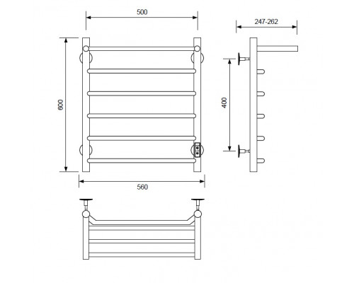 Полотенцесушитель электрический с/т Comfysan Scola EC-6 60/50 с полкой, белый