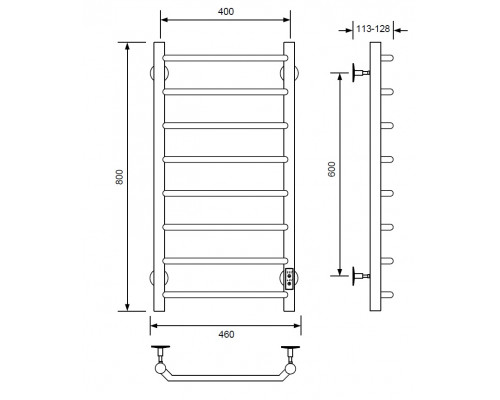 Полотенцесушитель электрический с/т Comfysan Scola EC-8 80/40, хром