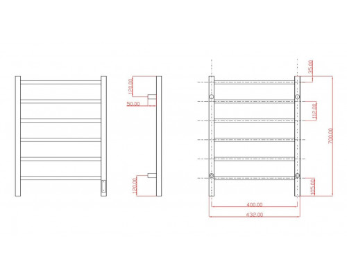 Полотенцесушитель электрический с/т Comfysan Стелла (Stella) EC-6 70/40, золото, гальваника