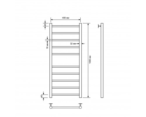 Полотенцесушитель водяной Comfysan Noumi W-10 100/40, черный