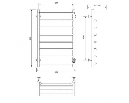 Полотенцесушитель электрический с/т Comfysan Scola EC-8 80/50 с полкой, хром
