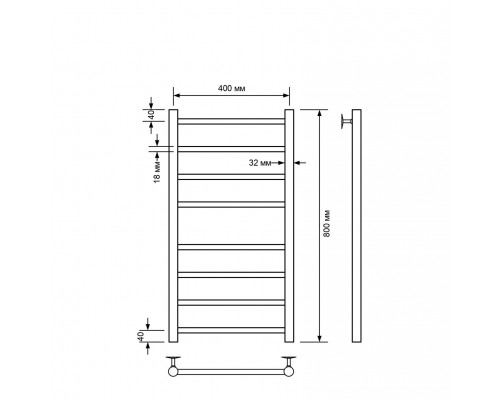 Полотенцесушитель водяной Comfysan Noumi W-8 80/40, черный