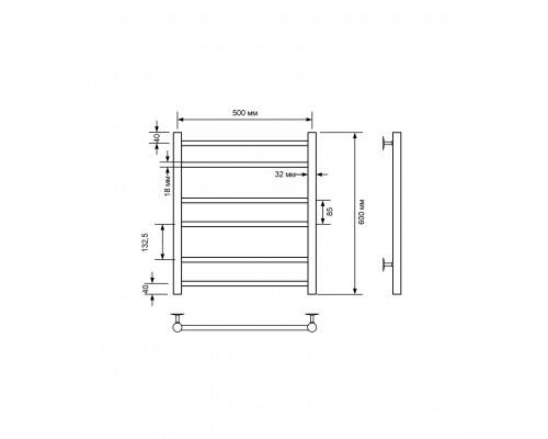 Полотенцесушитель электрический с/т Comfysan Luce EC-6 60/50, хром