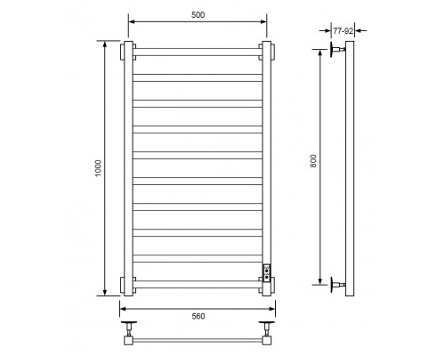 Полотенцесушитель электрический с/т Comfysan Roma-K EC-10 100/50, хром
