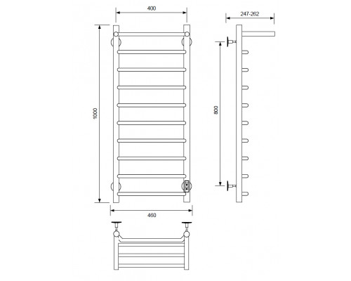 Полотенцесушитель электрический с/т Comfysan Scola EC-10 100/40 с полкой, хром