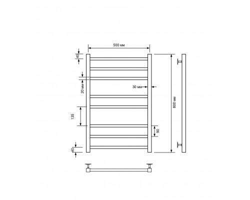 Полотенцесушитель электрический с/т Comfysan Pioli-K EC-8 80/50, белый