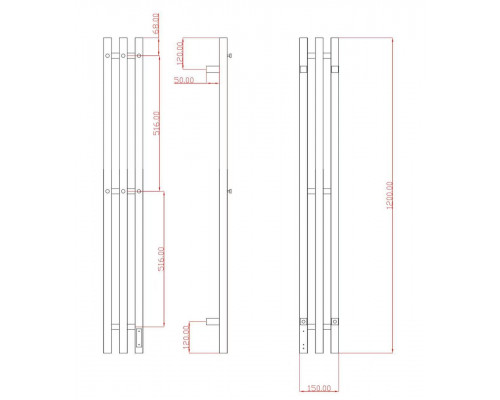 Полотенцесушитель электрический с/т Comfysan Альто-К (Alto-K) EC-3 120/12, брашированная медь, гальв