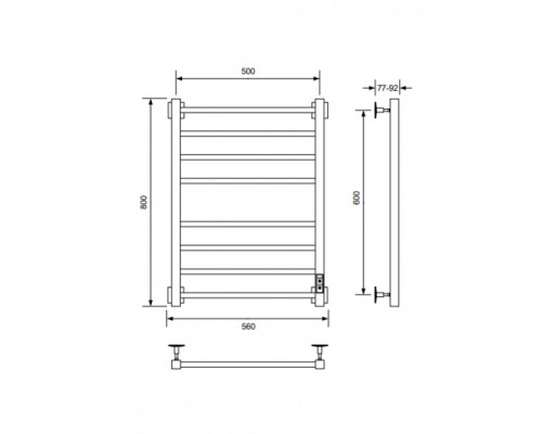 Полотенцесушитель электрический с/т Comfysan Unico-K EC-8 80/50, ТИТАНОВЫЙ ГРАФИТ RAL