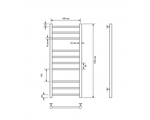 Полотенцесушитель электрический с/т Comfysan Noumi EC-10 100/40, хром