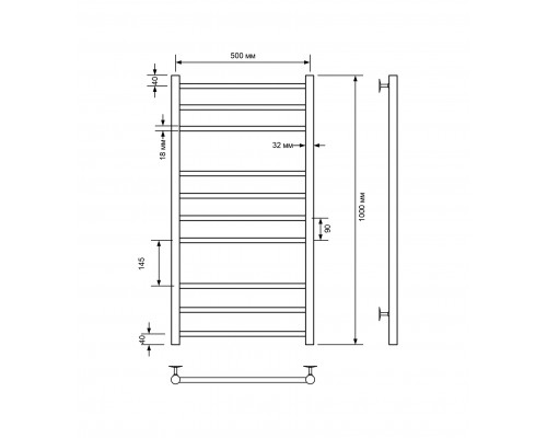 Полотенцесушитель водяной Comfysan Luce W-10 100/50, черный