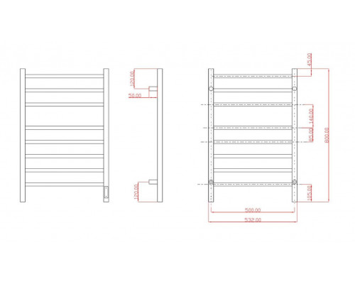 Полотенцесушитель электрический с/т Comfysan Stella EC-8 80/50, золото, гальваника