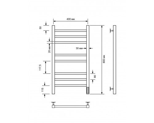 Полотенцесушитель электрический с/т Comfysan Pioli-K EC-8 80/40, MAT GOLD RAL