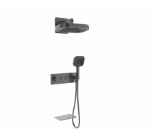 Душевая система встраиваемая с термостатом с изливом,оружейная сталь FELICE 0920T GUN METAL