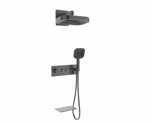 Душевая система встраиваемая с термостатом с изливом,оружейная сталь FELICE 0920T GUN METAL