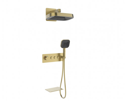 Душевая система встраиваемая с термостатом с изливом,матовое золото FELICE 0920T ORO OPACO