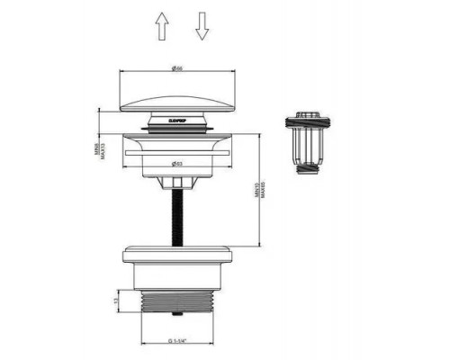 Донный клапан универсальный,белый глянец FELICE V-2 BIANCO