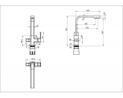 Смеситель для кухни с краном для питьевой воды FELICE 1617-5 CREMA