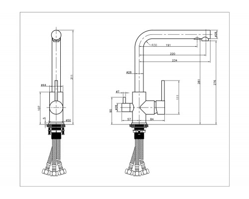 Смеситель для кухни,серый FELICE 1718-7 GRIGIO
