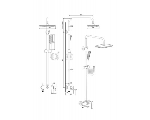 Душевая система с тропическим душем и смесителем,никель FELICE 8060 NICHEL