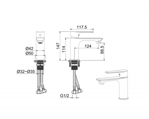 Смеситель для раковины,хром FELICE 8030 CROMO