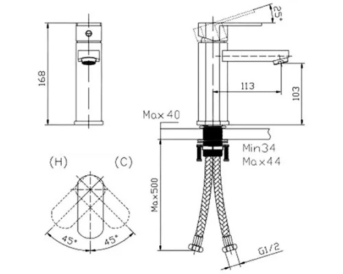 Смеситель для раковины,хром FELICE 6030 CROMO