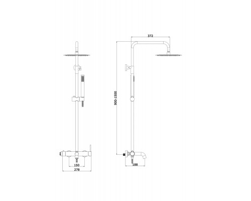 Душевая система с тропическим душем и смесителем,белый матовый FELICE 0660 BIANCO OPACO