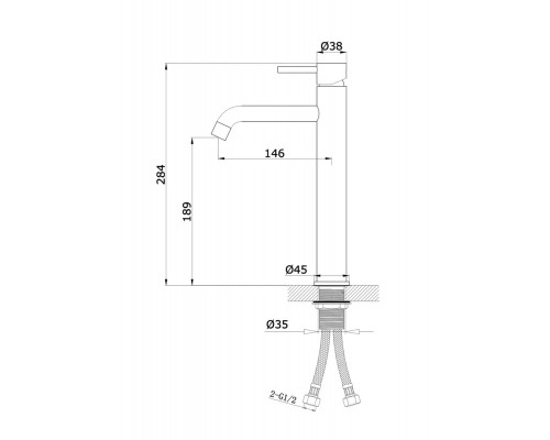 Смеситель для накладной раковины,матовое золото FELICE 0625 ORO OPACO