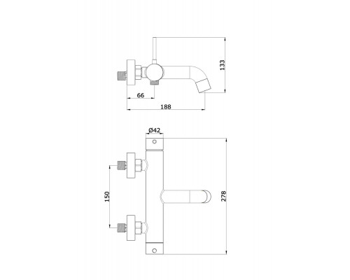 Смеситель для ванны с душем,матовое золото FELICE 0640 ORO OPACO