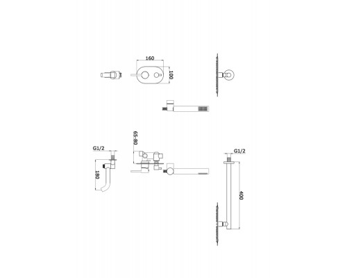 Встраиваемая душевая система для ванны и душа,золото матовое FELICE 0620 ORO OPACO