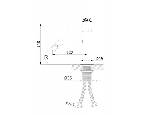 Смеситель для биде с поворотным изливом,матовое золото FELICE 0645 ORO OPACO