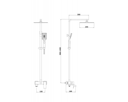 Душевая система с тропическим душем и смесителем,золото глянец FELICE 1060 ORO