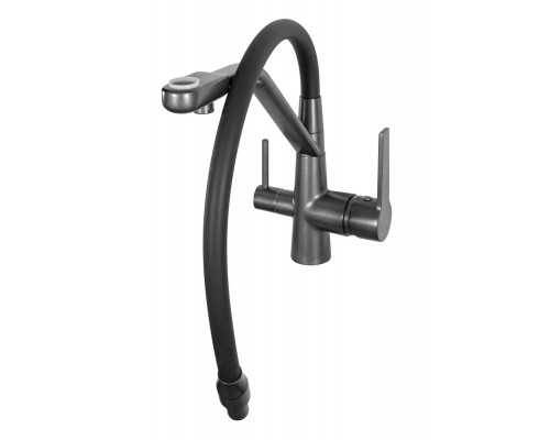 Смеситель для кухни с краном для питьевой воды и гибким изливом,черный матовый FELICE 1415 N NERO OPACO