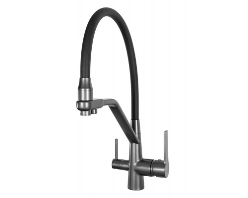 Смеситель для кухни с краном для питьевой воды и гибким изливом,черный матовый FELICE 1415 N NERO OPACO