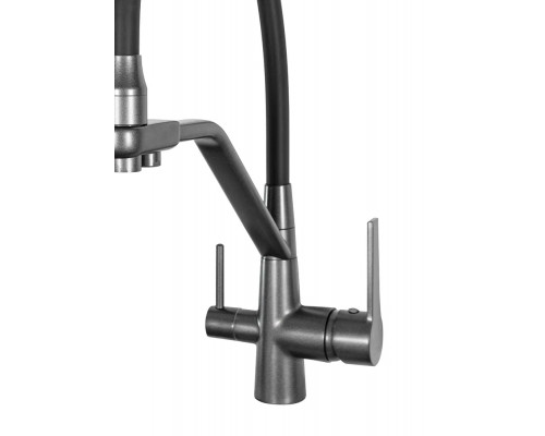 Смеситель для кухни с краном для питьевой воды и гибким изливом,черный матовый FELICE 1415 N NERO OPACO