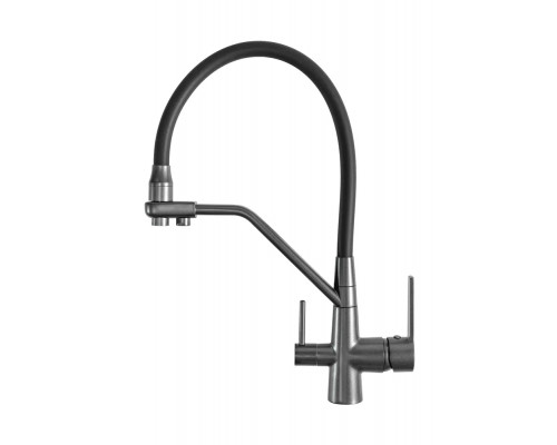 Смеситель для кухни с краном для питьевой воды и гибким изливом,черный матовый FELICE 1415 N NERO OPACO