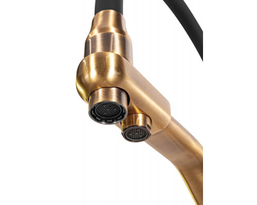 Смеситель для кухни с краном для питьевой воды и гибким изливом,матовое золото/черный FELICE 1415 ORO OPACO-NERO