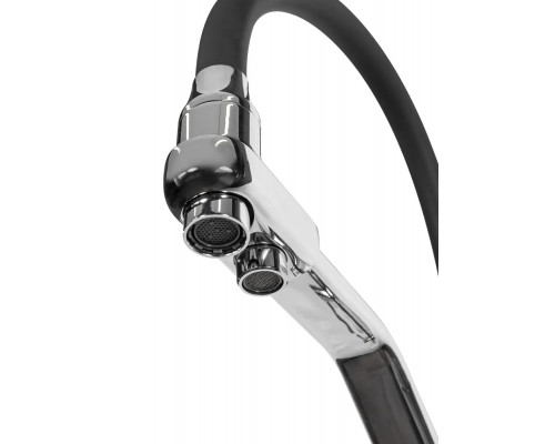 Смеситель для кухни с краном для питьевой воды и гибким изливом,хром с черным шлангом FELICE 1415 CROMO-NERO