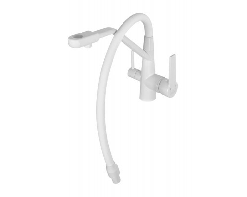 Смеситель для кухни с краном для питьевой воды и гибким изливом,матовый белый FELICE 1415 B BIANCO OPACO