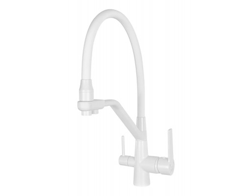Смеситель для кухни с краном для питьевой воды и гибким изливом,матовый белый FELICE 1415 B BIANCO OPACO