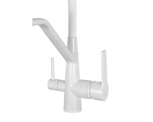 Смеситель для кухни с краном для питьевой воды и гибким изливом,матовый белый FELICE 1415 B BIANCO OPACO