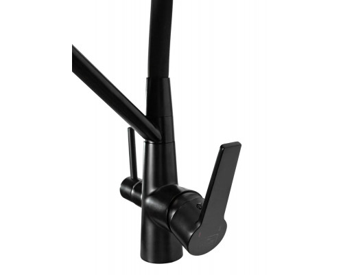 Смеситель для кухни с краном для питьевой воды и гибким изливом,черный с серым шлангом FELICE 1415 NG NERO-GRIGIO