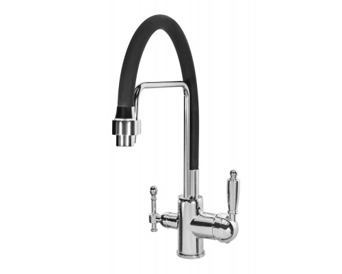 Смеситель для кухни с краном для питьевой воды и гибким изливом,хром FELICE 1920 CN CROMO-NERO