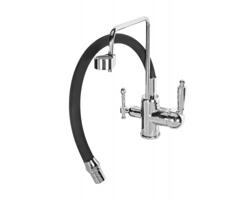 Смеситель для кухни с краном для питьевой воды и гибким изливом,хром FELICE 1920 CN CROMO-NERO