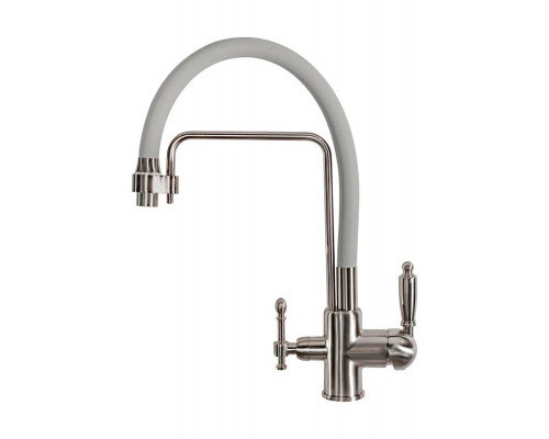 Смеситель для кухни с краном для питьевой воды и гибким изливом,сатин FELICE 1920 SG SATINATO-GRIGIO