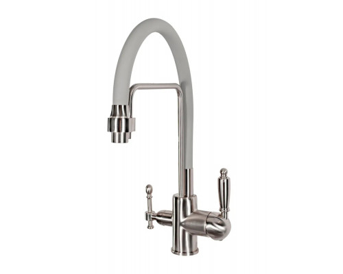 Смеситель для кухни с краном для питьевой воды и гибким изливом,сатин FELICE 1920 SG SATINATO-GRIGIO