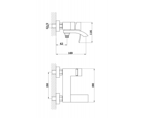 Смеситель для ванны с душем,хром белый FELICE 1040 B CROMO BIANCO