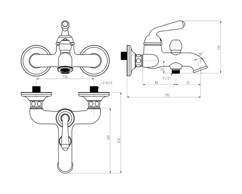 Смеситель для ванны с душем,бронза FELICE 0540 BRONZO