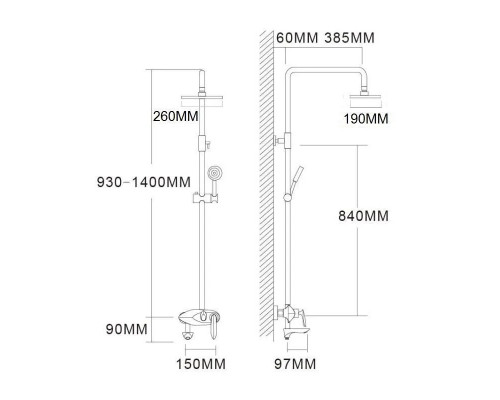 Душевая система с тропическим душем и смесителем,хром белый FELICE 9060 B CROMO BIANCO